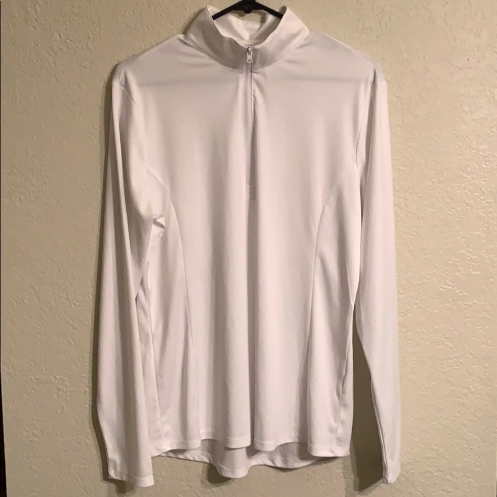 Sport Tek white, half zip pullover.